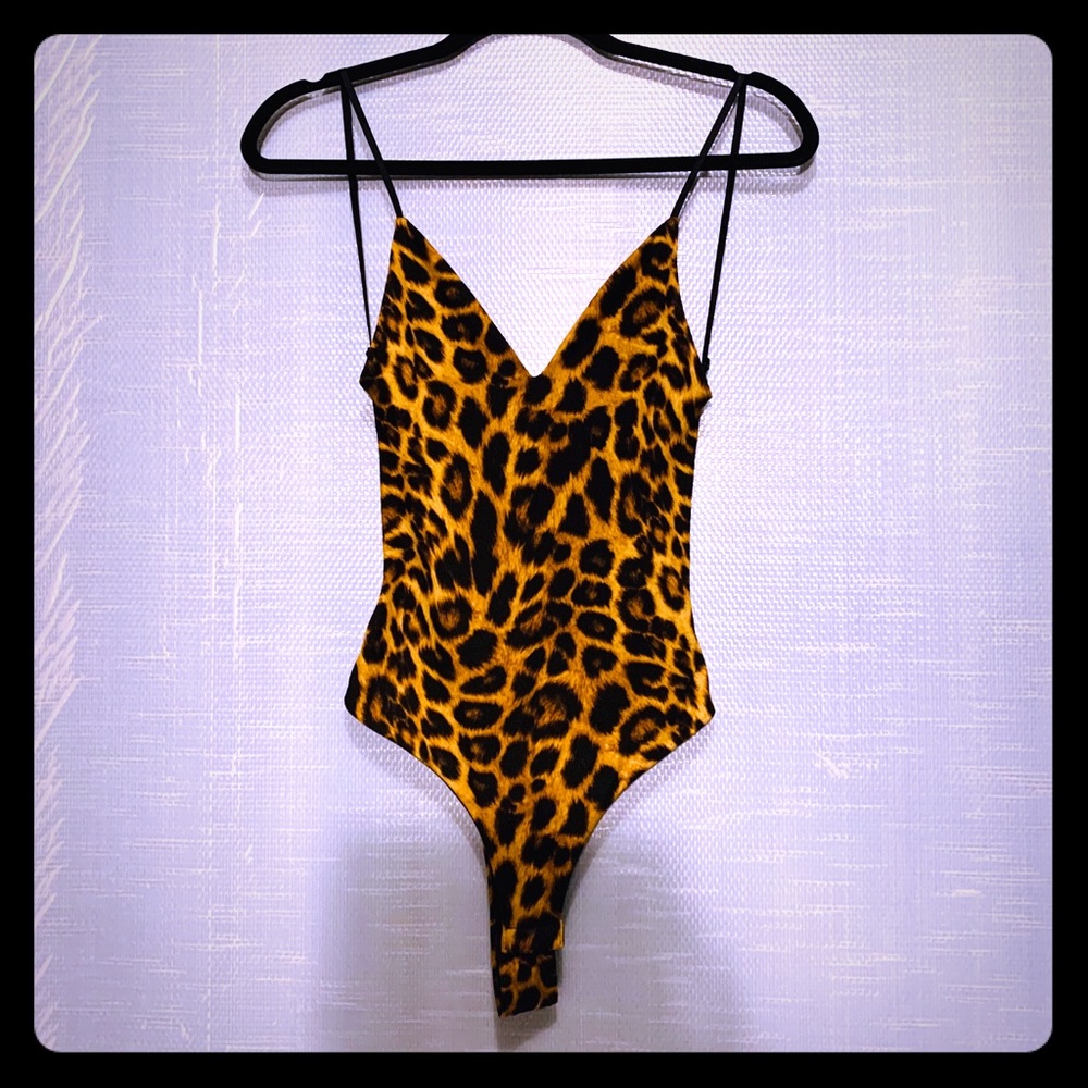 Meek leopard print open back bodysuit